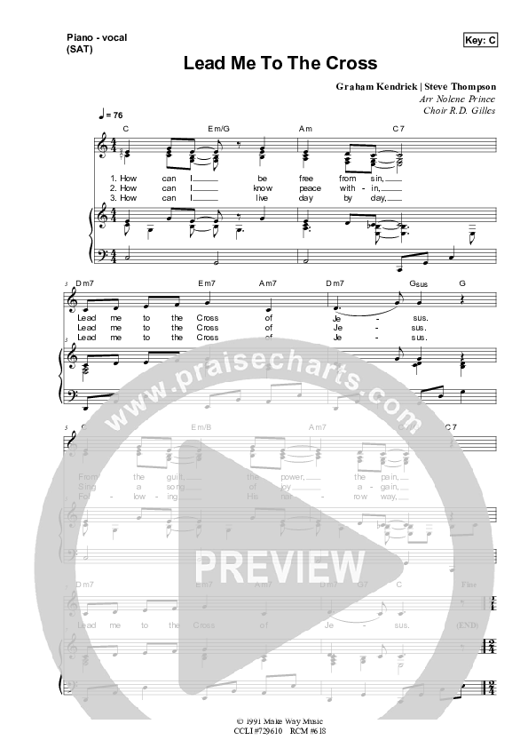 Lead Me To The Cross Piano/Vocal & Lead (Dennis Prince / Nolene Prince)