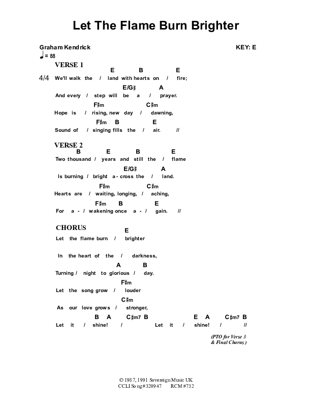 Let The Flame Burn Brighter Chord Chart (Dennis Prince / Nolene Prince)