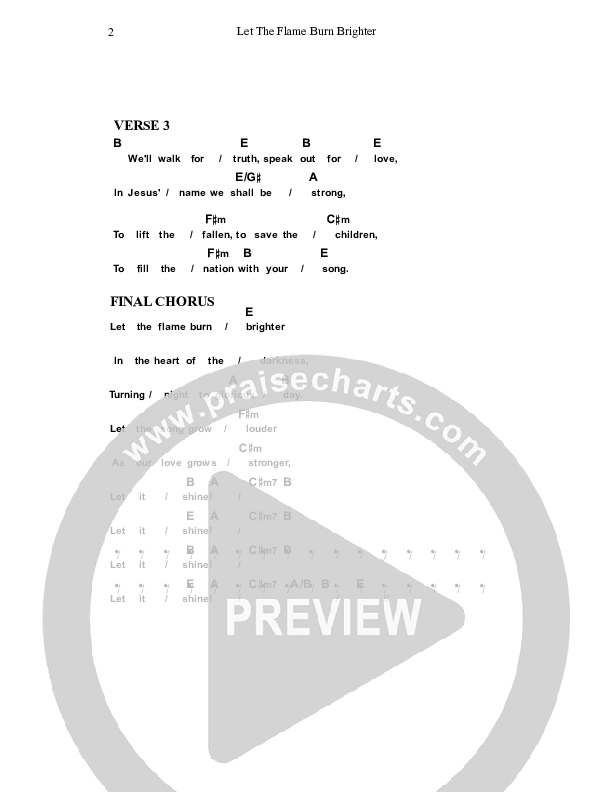 Let The Flame Burn Brighter Chord Chart (Dennis Prince / Nolene Prince)