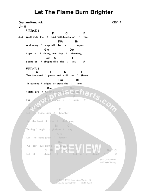 Let The Flame Burn Brighter Chord Chart (Dennis Prince / Nolene Prince)