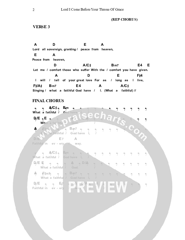 Lord I Come Before Your Throne Of Grace Chord Chart (Dennis Prince / Nolene Prince)