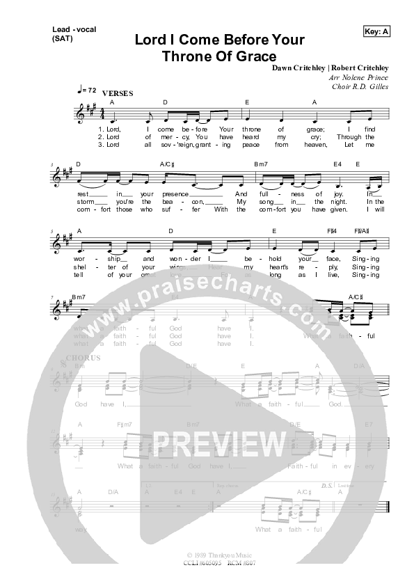 Lord I Come Before Your Throne Of Grace Lead Sheet (SAT) (Dennis Prince / Nolene Prince)