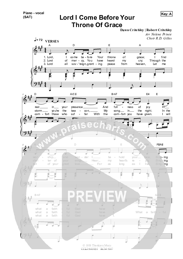 Lord I Come Before Your Throne Of Grace Piano/Vocal & Lead (Dennis Prince / Nolene Prince)