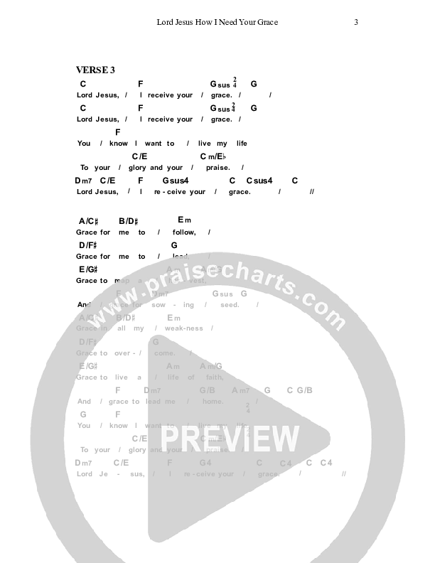Lord Jesus How I Need Your Grace Chord Chart (Dennis Prince / Nolene Prince)