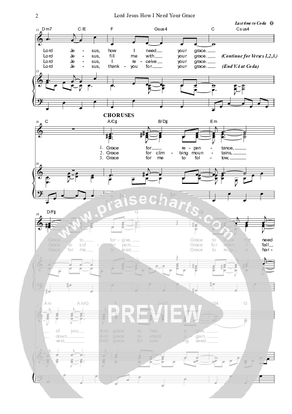 Lord Jesus How I Need Your Grace Piano/Vocal (SAT) (Dennis Prince / Nolene Prince)