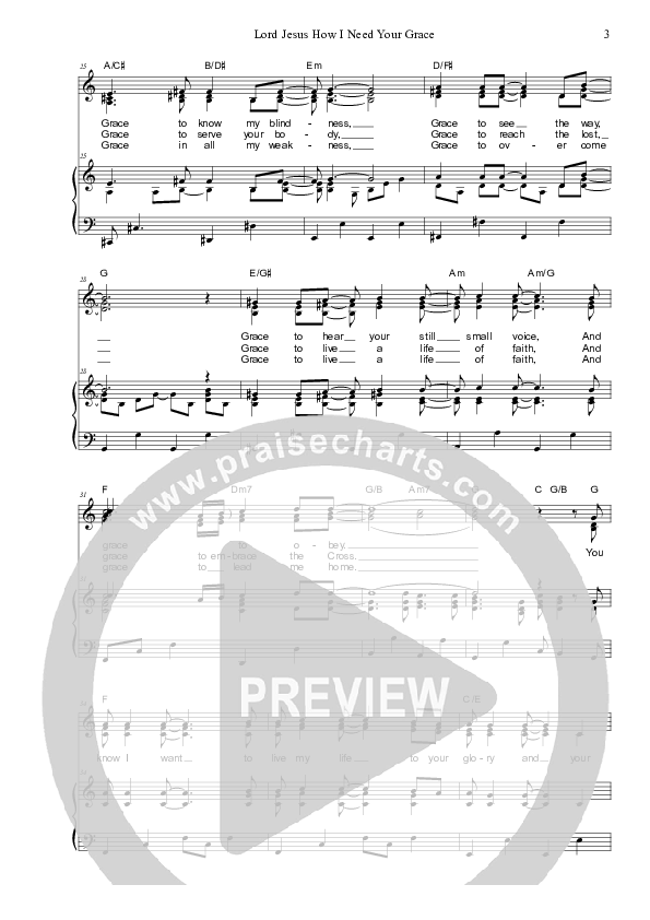 Lord Jesus How I Need Your Grace Piano/Vocal (SAT) (Dennis Prince / Nolene Prince)