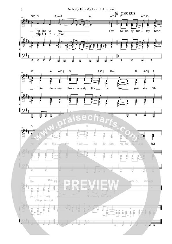 Nobody Fills My Heart Like Jesus Piano/Vocal & Lead (Dennis Prince / Nolene Prince)