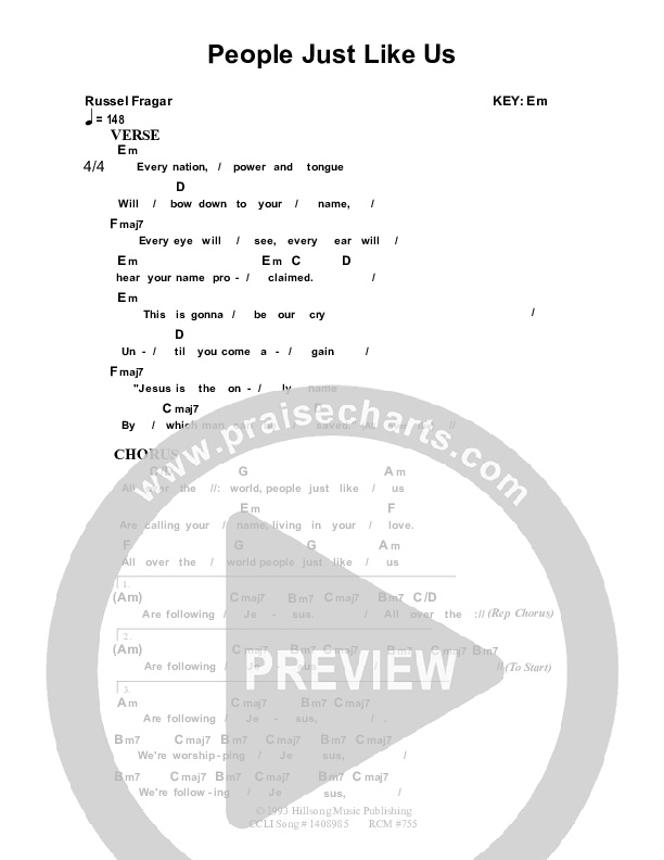 People Just Like Us Chord Chart (Dennis Prince / Nolene Prince)