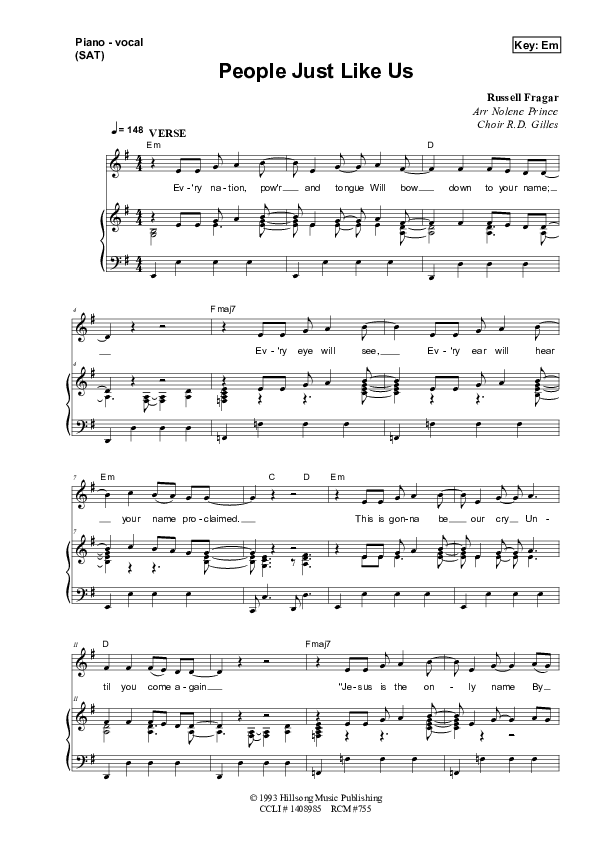 People Just Like Us Piano/Vocal & Lead (Dennis Prince / Nolene Prince)