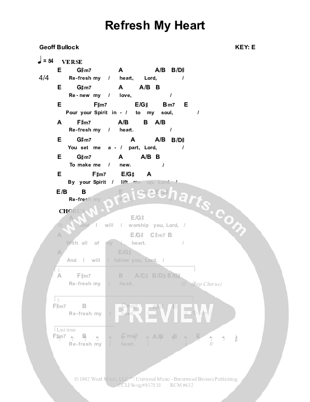 Refresh My Heart Chord Chart (Dennis Prince / Nolene Prince)
