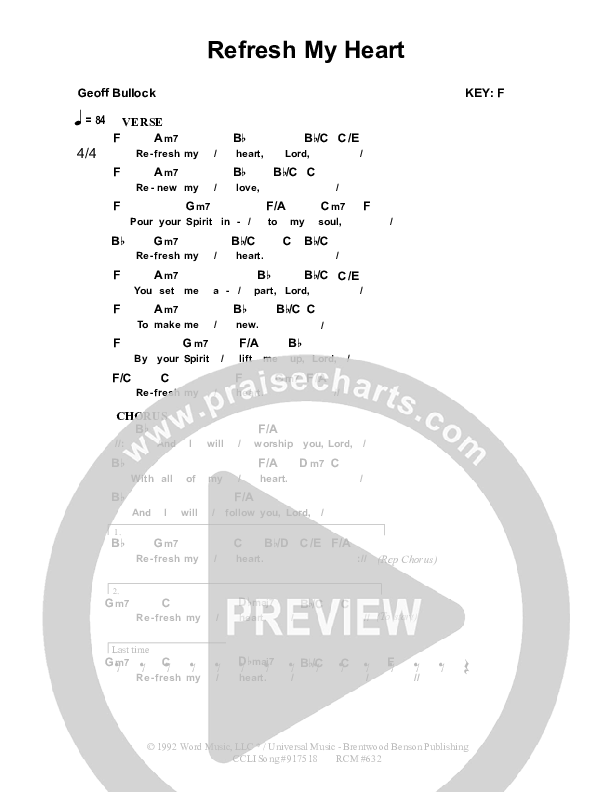 Refresh My Heart Chord Chart (Dennis Prince / Nolene Prince)