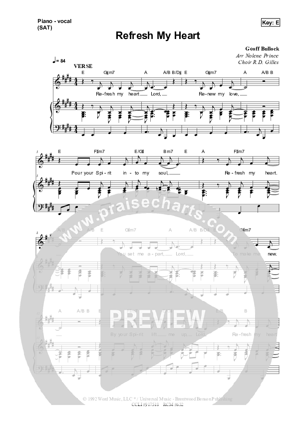 Refresh My Heart Piano/Vocal (SAT) (Dennis Prince / Nolene Prince)