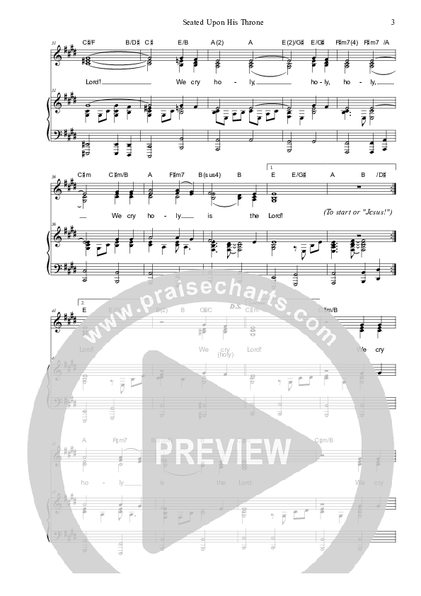 Seated Upon His Throne Piano/Vocal (SAT) (Dennis Prince / Nolene Prince)