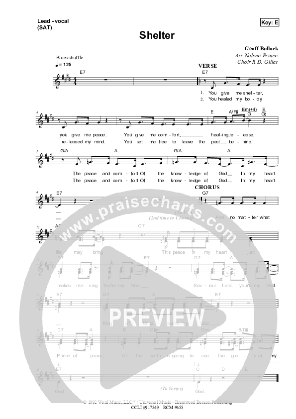 Shelter Piano/Vocal & Lead (Dennis Prince / Nolene Prince)