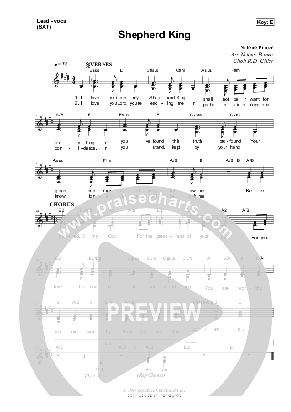 Shepherd King Piano/Vocal & Lead (Dennis Prince / Nolene Prince)