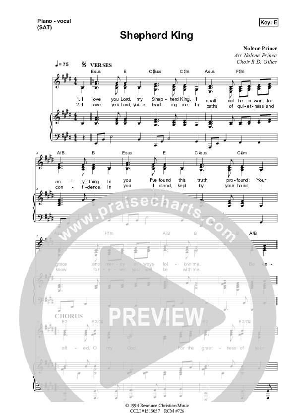 Shepherd King Piano/Vocal (SAT) (Dennis Prince / Nolene Prince)