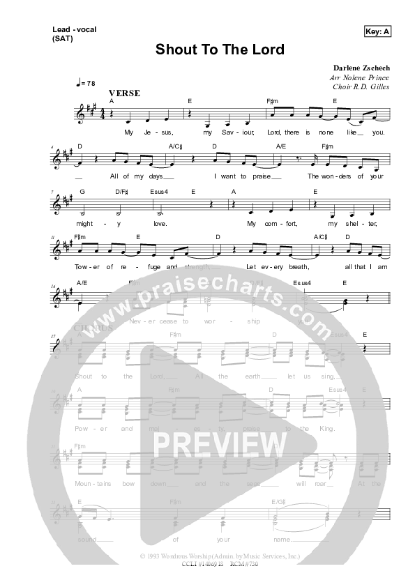 Shout To The Lord Piano/Vocal & Lead (Dennis Prince / Nolene Prince)