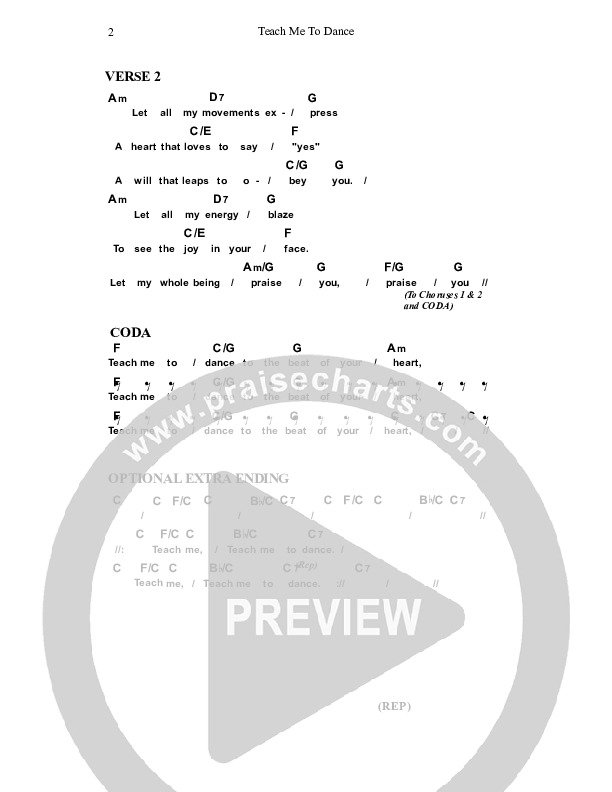 Teach Me To Dance Chord Chart (Dennis Prince / Nolene Prince)