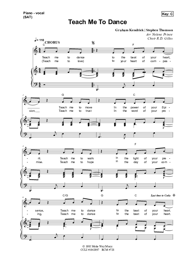 Teach Me To Dance Piano/Vocal (SAT) (Dennis Prince / Nolene Prince)