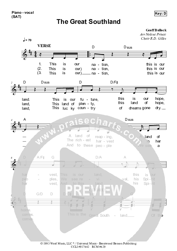 The Great Southland Piano/Vocal & Lead (Dennis Prince / Nolene Prince)