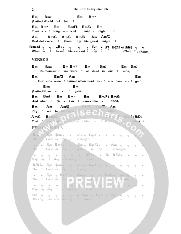 The Lord Is My Strength Chord Chart (Dennis Prince / Nolene Prince)