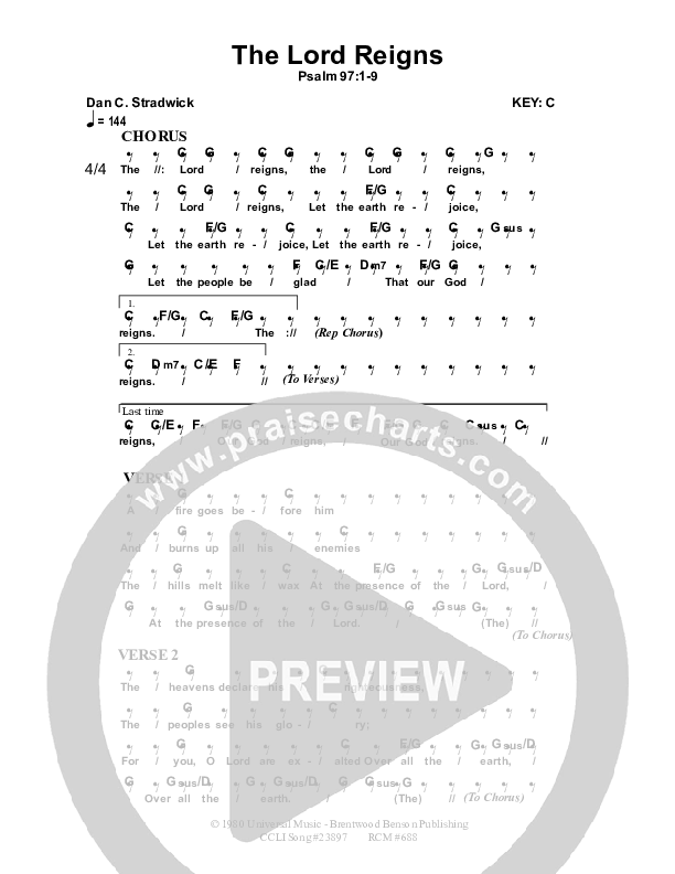 The Lord Reigns Chord Chart (Dennis Prince / Nolene Prince)
