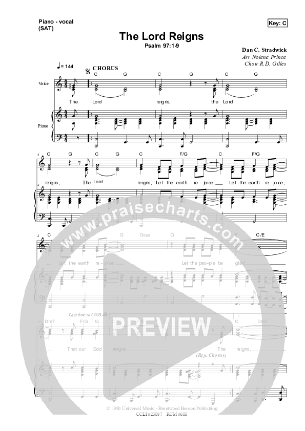 The Lord Reigns Piano/Vocal & Lead (Dennis Prince / Nolene Prince)