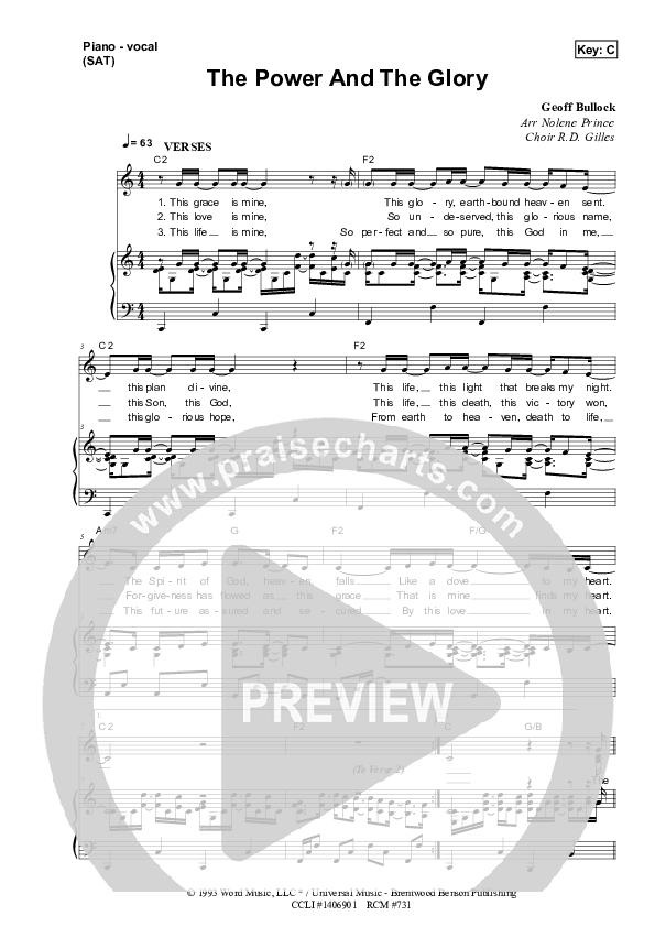The Power And The Glory Piano/Vocal & Lead (Dennis Prince / Nolene Prince)