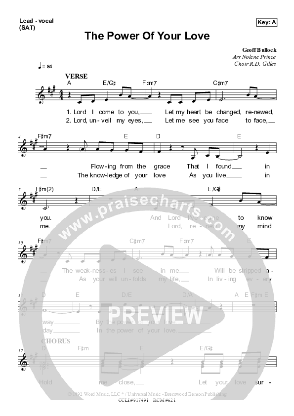 The Power Of Your Love Lead Sheet (SAT) (Dennis Prince / Nolene Prince)