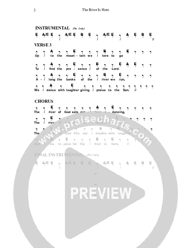The River Is Here Chord Chart (Dennis Prince / Nolene Prince)