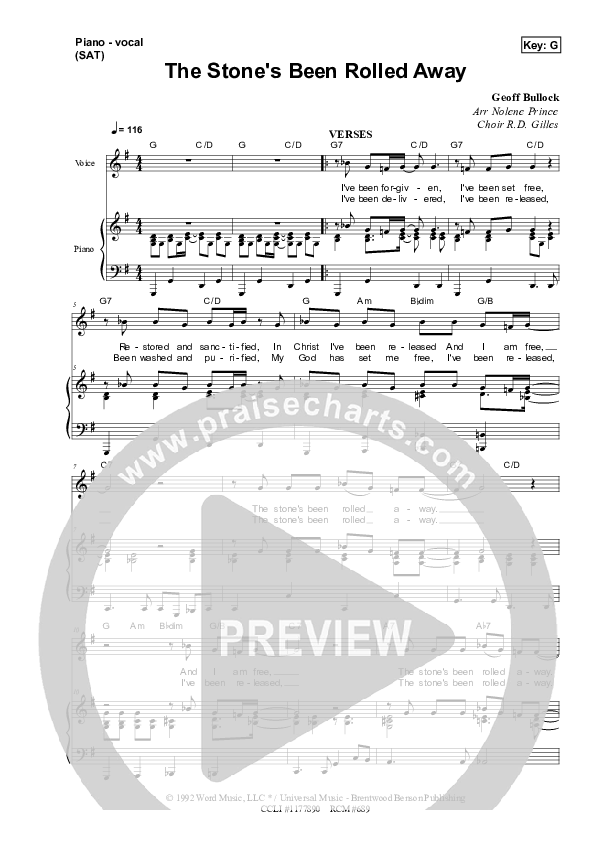 The Stone's Been Rolled Away Piano/Vocal & Lead (Dennis Prince / Nolene Prince)