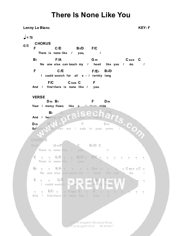 There Is None Like You Chord Chart (Dennis Prince / Nolene Prince)