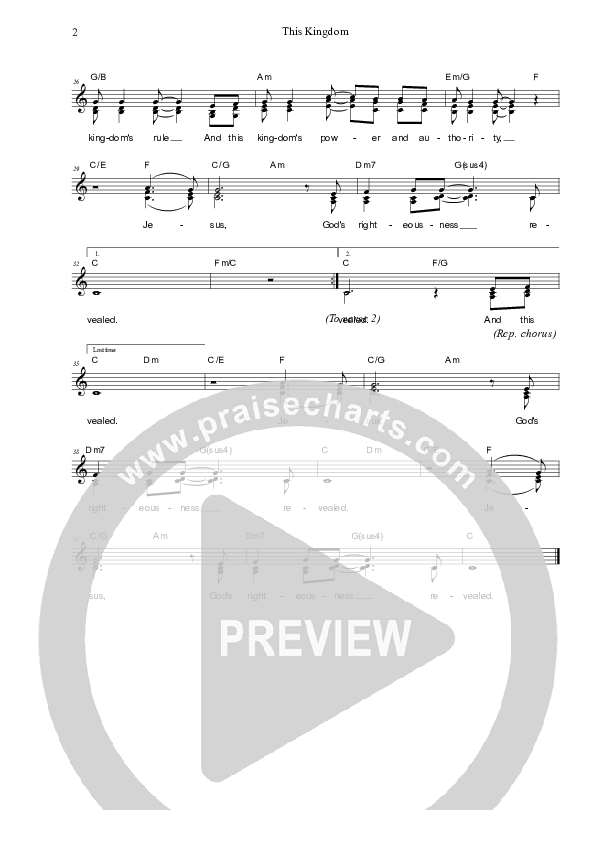 This Kingdom Lead Sheet (SAT) (Dennis Prince / Nolene Prince)