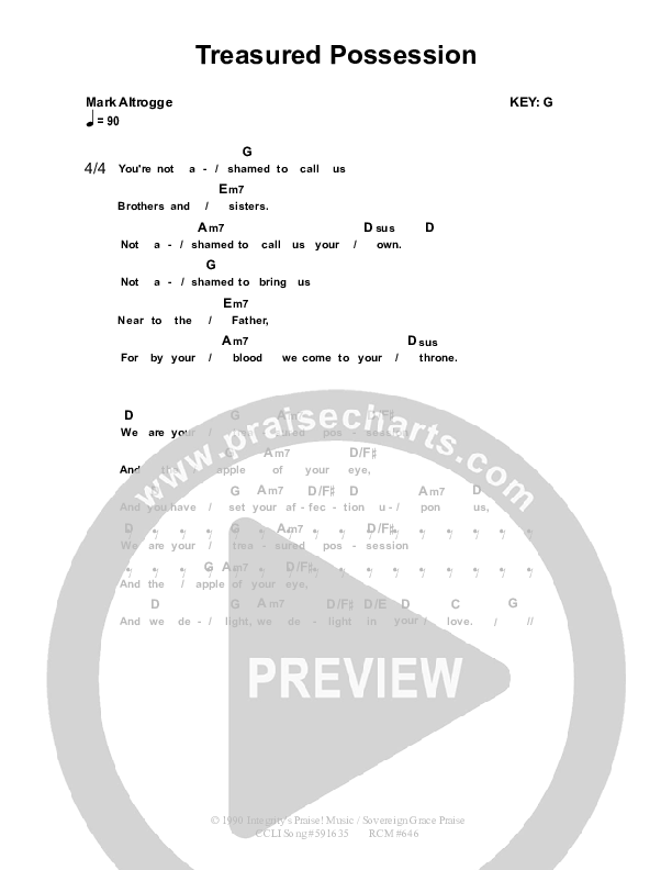 Treasured Possession Chord Chart (Dennis Prince / Nolene Prince)