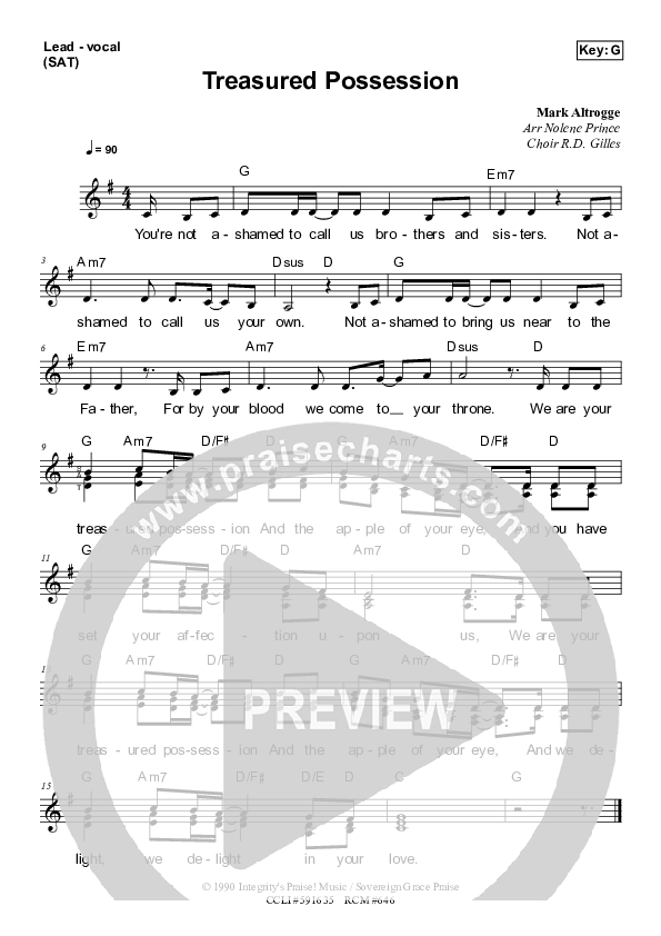 Treasured Possession Piano/Vocal & Lead (Dennis Prince / Nolene Prince)