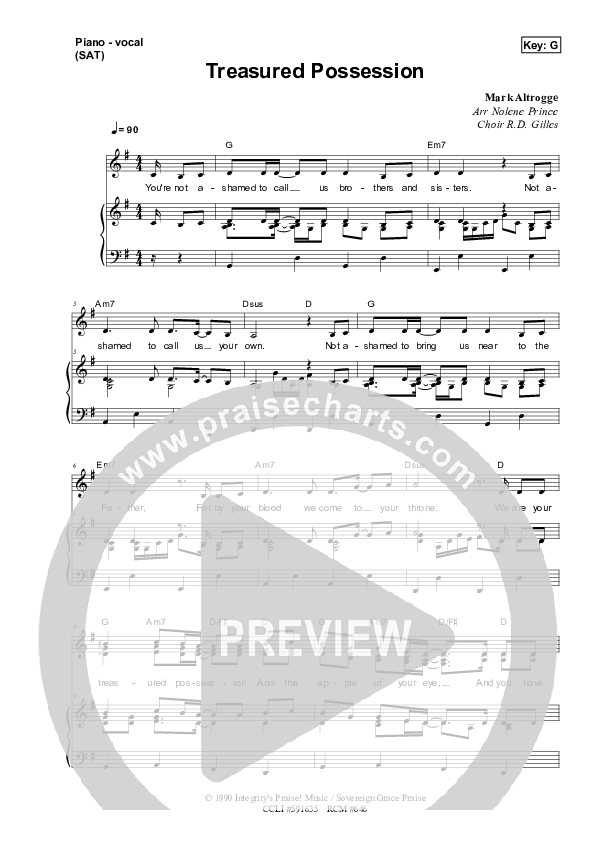 Treasured Possession Piano/Vocal (SAT) (Dennis Prince / Nolene Prince)