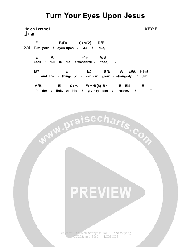 Turn Your Eyes Upon Jesus Chord Chart (Dennis Prince / Nolene Prince)