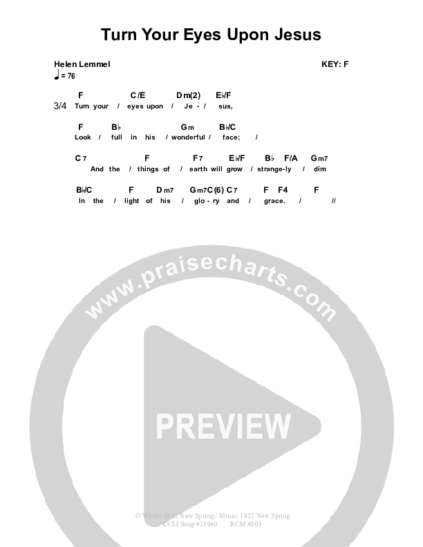 Turn Your Eyes Upon Jesus Chord Chart (Dennis Prince / Nolene Prince)