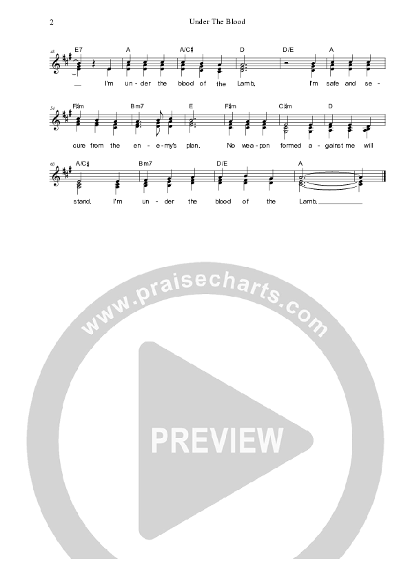 Under The Blood Lead Sheet (SAT) (Dennis Prince / Nolene Prince)