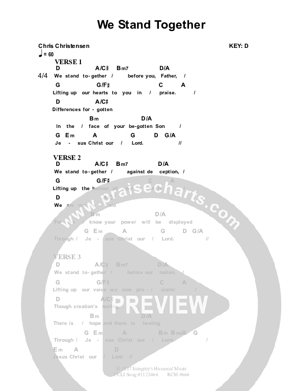 We Stand Together Chord Chart (Dennis Prince / Nolene Prince)