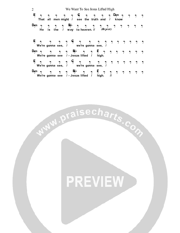 We Want To See Jesus Lifted High Chord Chart (Dennis Prince / Nolene Prince)