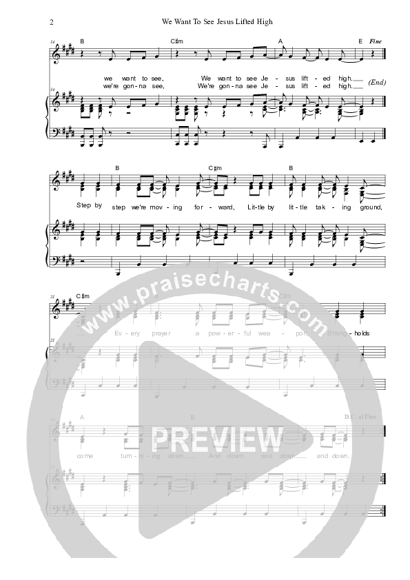 We Want To See Jesus Lifted High Piano/Vocal (SAT) (Dennis Prince / Nolene Prince)