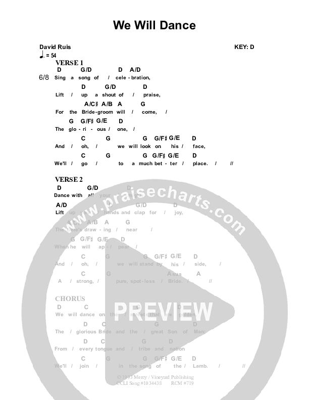 We Will Dance Chord Chart (Dennis Prince / Nolene Prince)