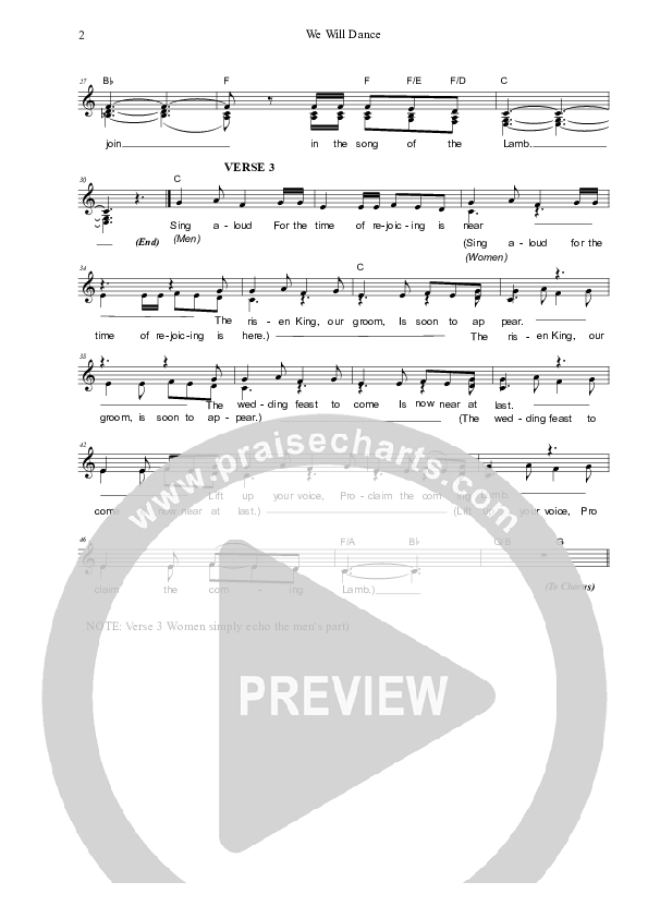 We Will Dance Lead Sheet (SAT) (Dennis Prince / Nolene Prince)