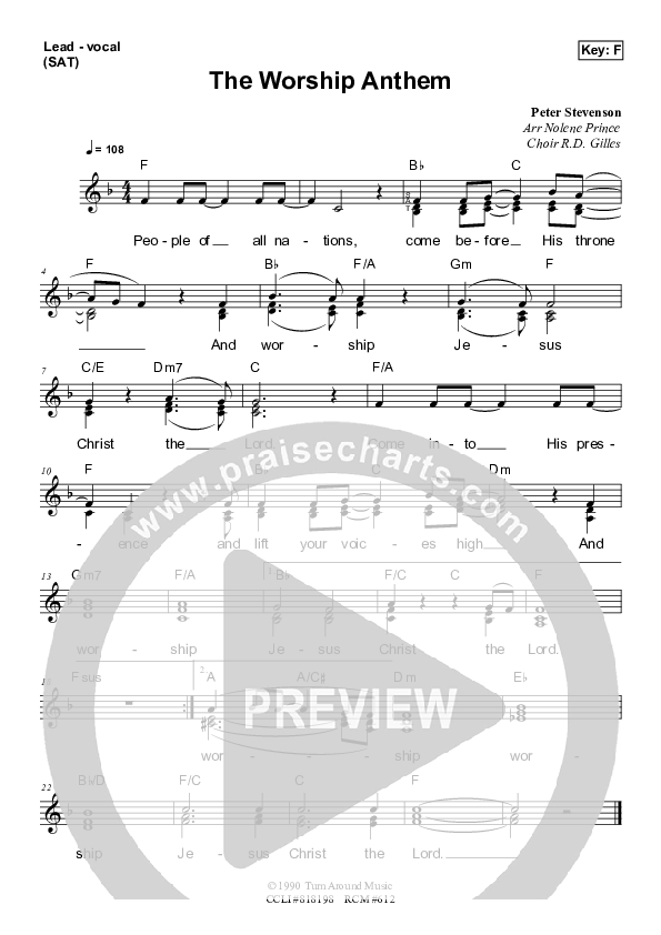 The Worship Anthem Lead Sheet (SAT) (Dennis Prince / Nolene Prince)