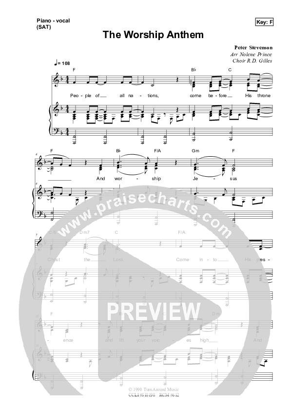 The Worship Anthem Piano/Vocal & Lead (Dennis Prince / Nolene Prince)