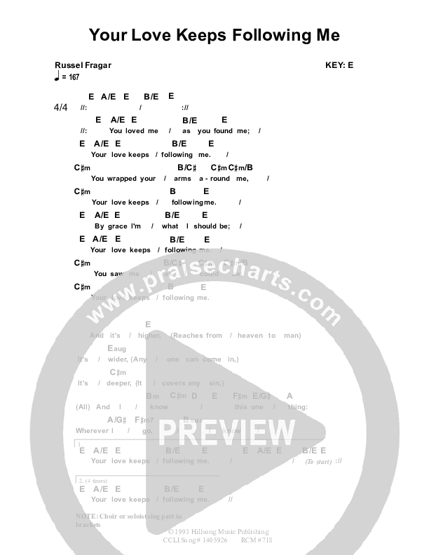 Your Love Keeps Following Me Chord Chart (Dennis Prince / Nolene Prince)