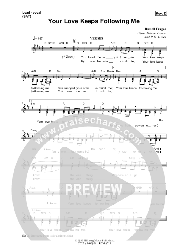 Your Love Keeps Following Me Piano/Vocal & Lead (Dennis Prince / Nolene Prince)