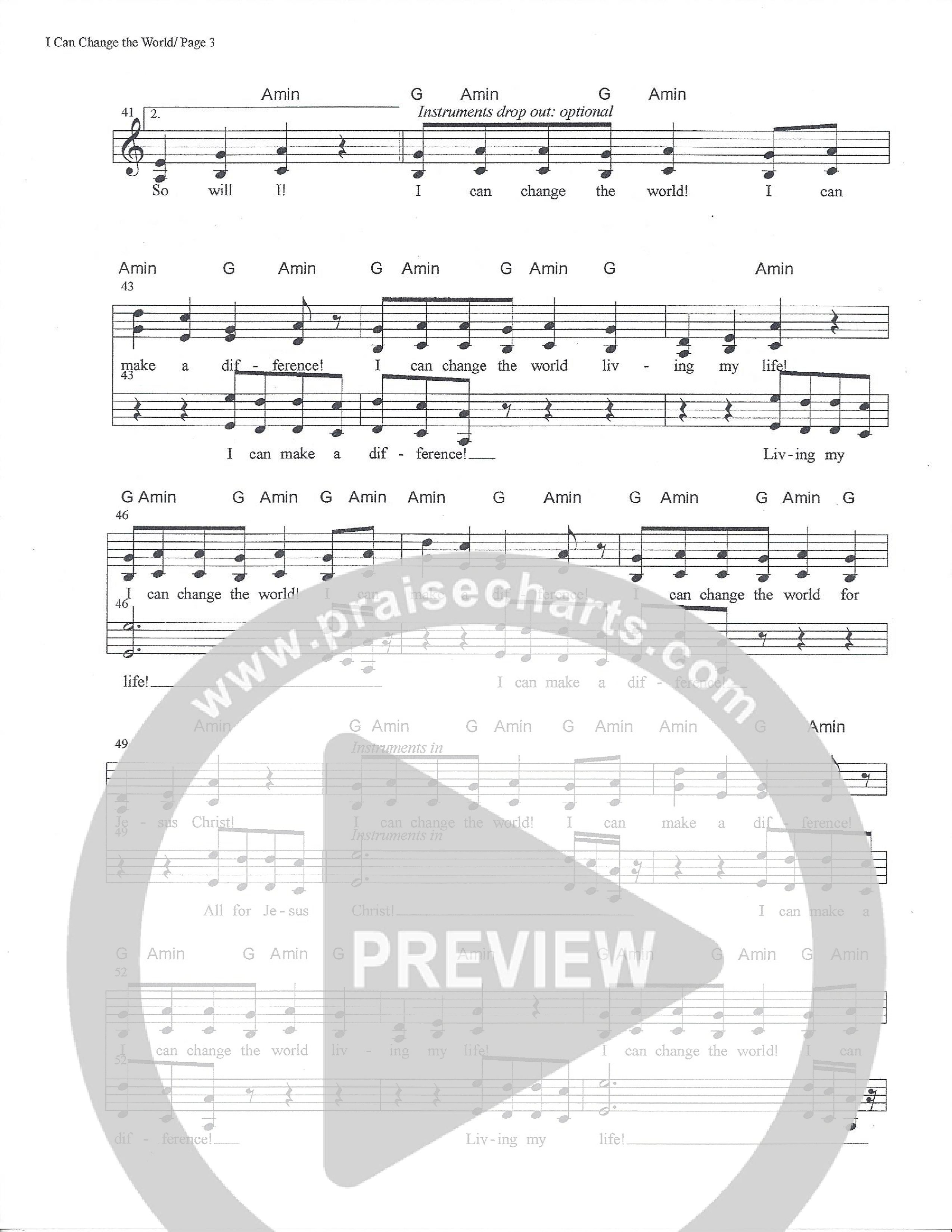 I Can Change The World Lead Sheet Melody (Dennis Jernigan)