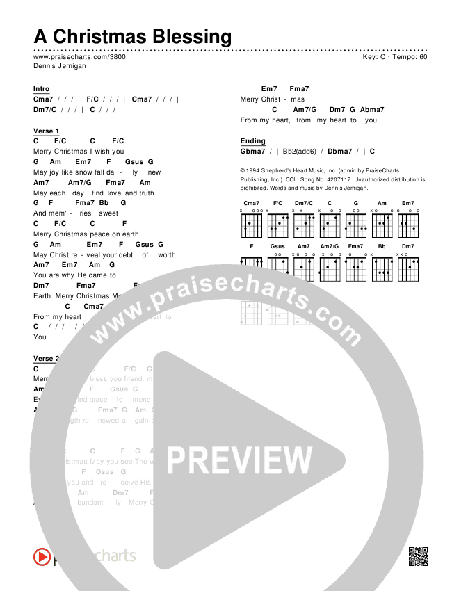 A Christmas Blessing Chords & Lyrics (Dennis Jernigan)